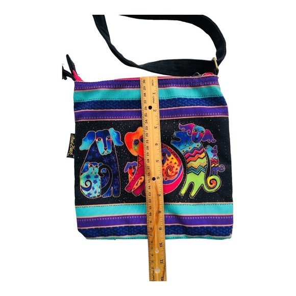 Laurel Burch Cloth Crossbody Bag Purse Dog & Doggies Colorful Design Zippered - Picture 11 of 16
